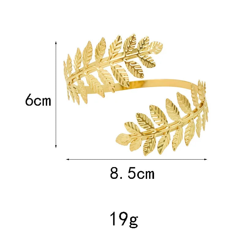 Metal Leaf Upper Arm Cuff - FTCY Greek Roman Style Gold Armband