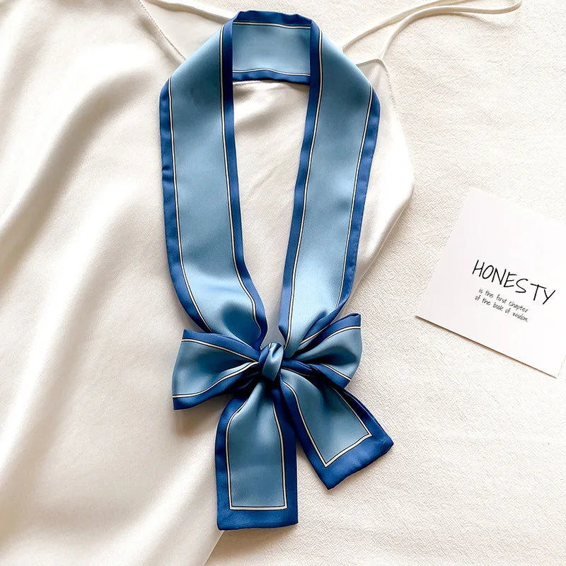 Satin Ribbon Neckerchief for Women - 6x115cm Long Silk-Style