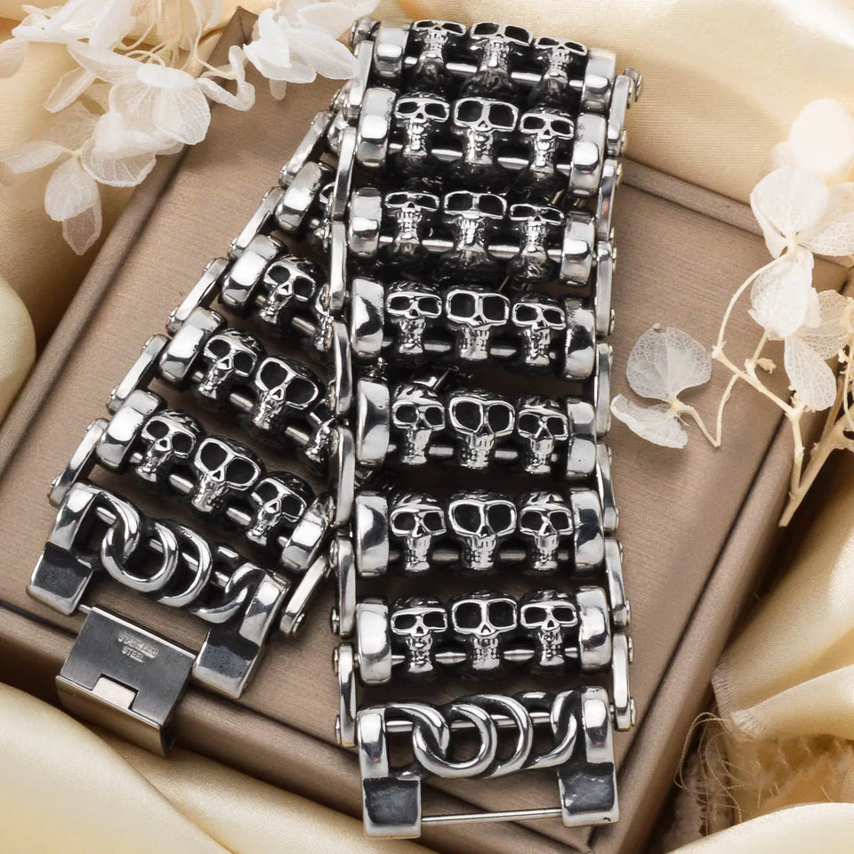 Gothic Punk Skull Bracelet - Trendy Stainless-Steel Bangle