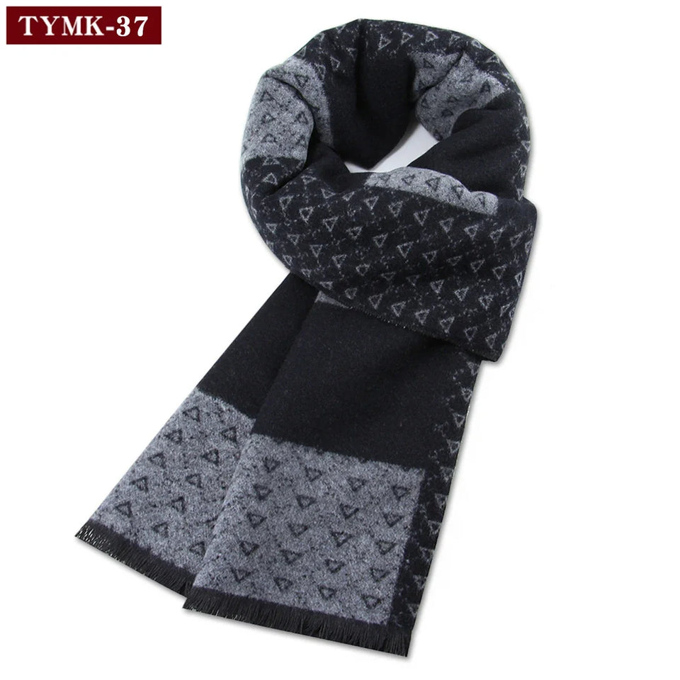 Luxury Men's Cashmere Scarf - Winter Wool Plaid Muffler Perfect for Gifts