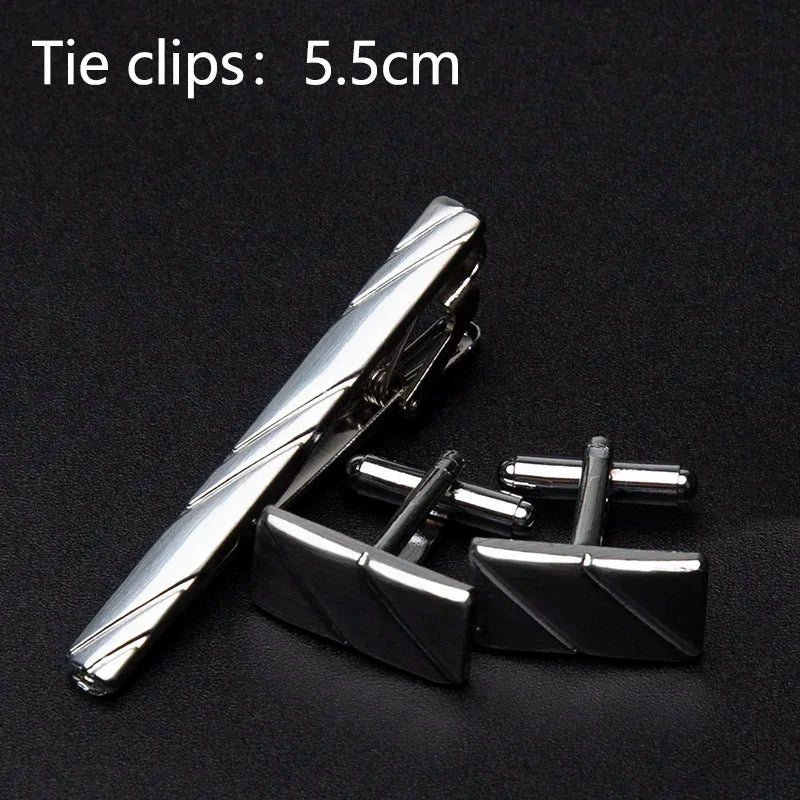 Men's Classic Cufflinks & Tie Clip Set - Luxury Fashion Jewelry Gift