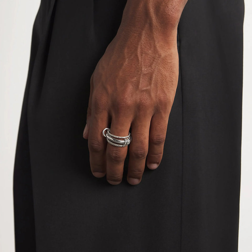 Stackable Finger Rings for Women - Three-Layer Design with Cubic Zirconia & Gold Plating