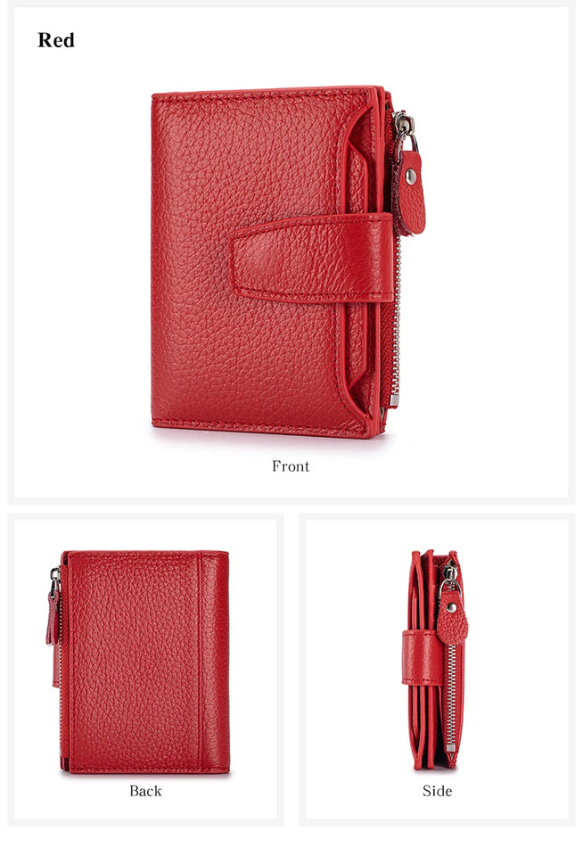 Large Capacity Women's RFID Wallet - Leather Bifold with Coin Pocket & ID Windows