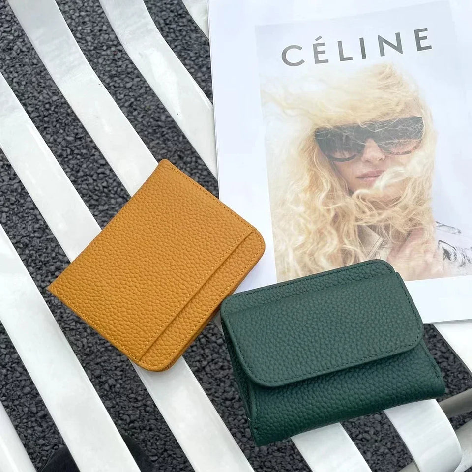 Women's Leather Wallet - Small Folding Purse with Multiple Compartments