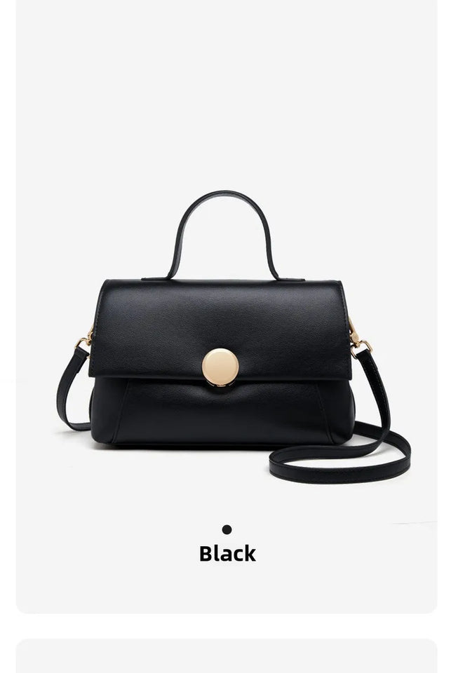 Premium Cowhide Leather Handbag - Women's Fashion Shoulder Bag