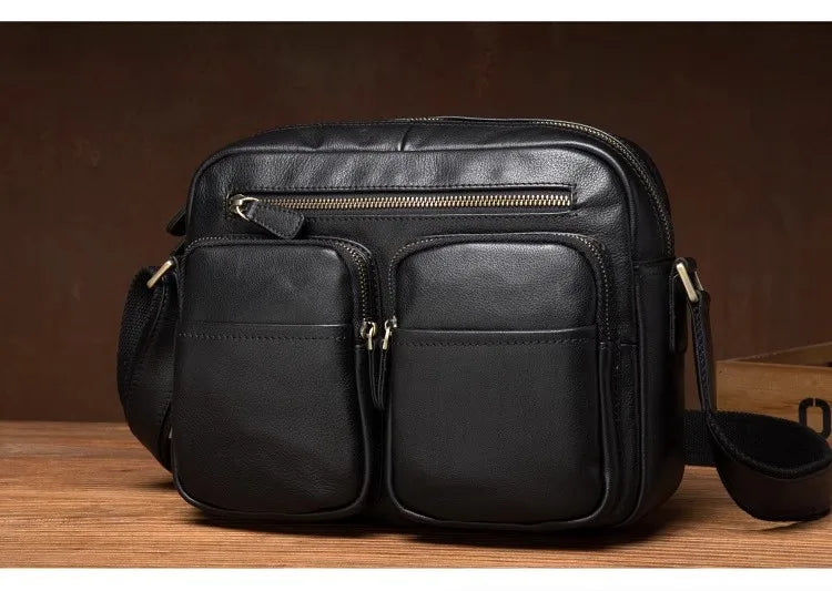 Leather Messenger Bag - Casual Crossbody with Zipper Design