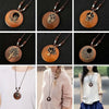 Retro Wooden Leaf Owl Necklace - Women's Long Chain with Clock Pendant Jewelry