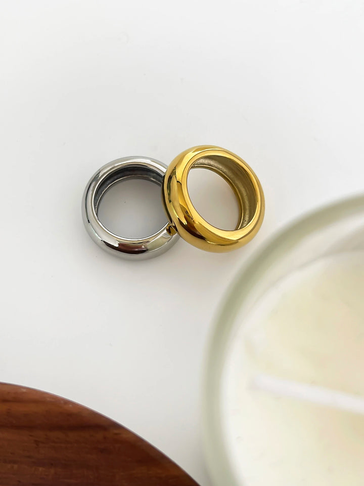 Unisex Minimalist Wide Band Rings - Gold Silver Plated Stainless Steel