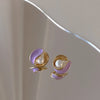 Asymmetric Freshwater Pearl Studs - Elegant Long Metallic Earrings