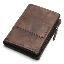 Vintage Crazy Horse Leather Wallet - Handmade Men's Bifold with Money Clip