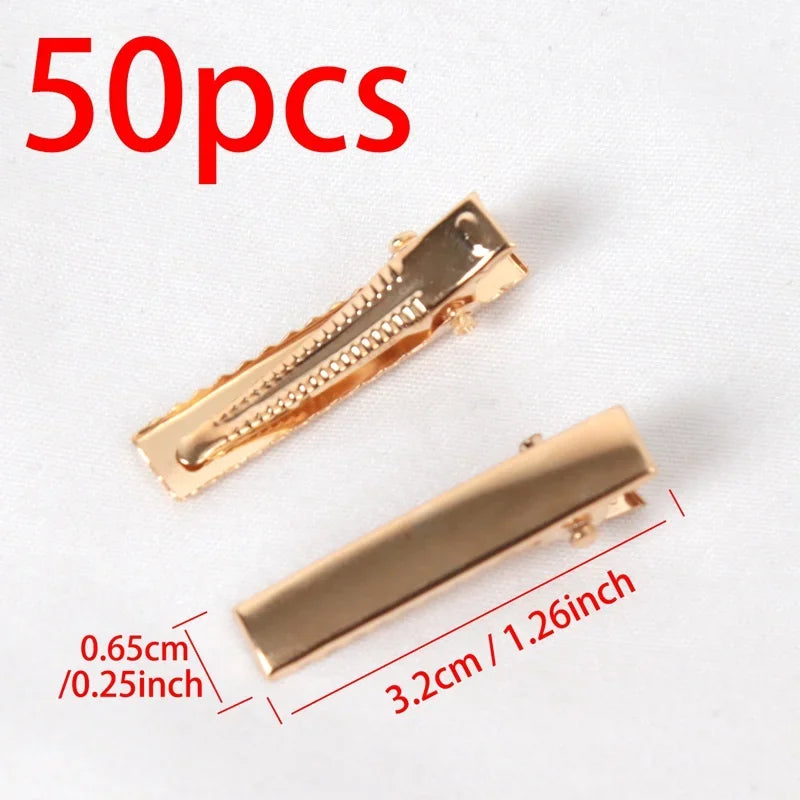 50Pcs Metal Alligator Hair Clips - Duckbill Blank Base for DIY Hair Accessories