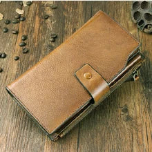 Vintage Crazy Horse Leather Wallet - Handmade Men's Bifold with Money Clip