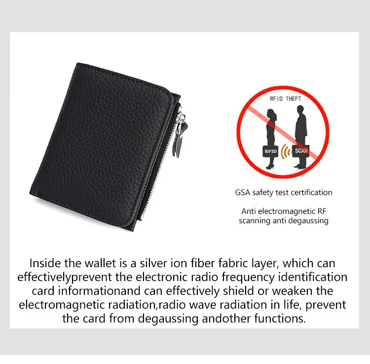 RFID Blocking Women's Leather Wallet - Compact Multi-Card Bifold Purse