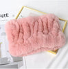 Real Rex Rabbit Fur Scarf - Women's Handmade Knit Cowl & Headband for Winter