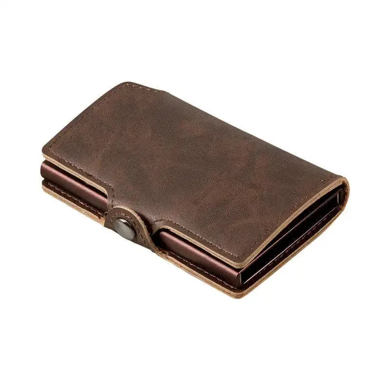 Split Leather RFID Wallet for Men - Slim Pop-Up Design with Money Clip