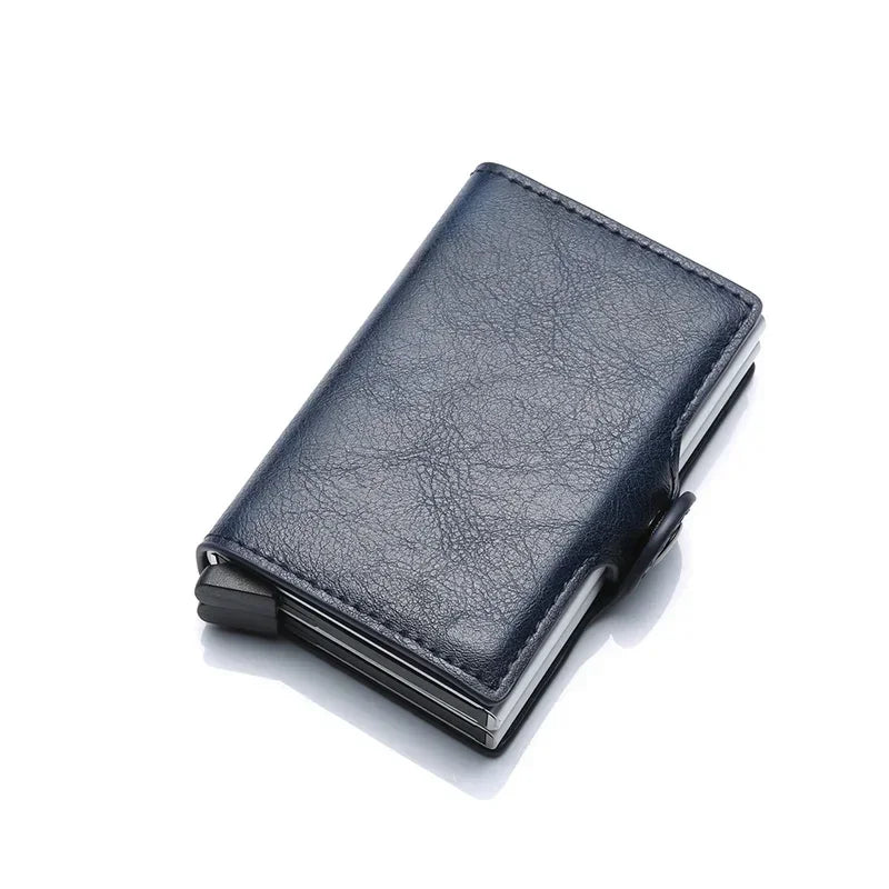 RFID Blocking Men's Card Holder - Secure Aluminum Wallet with Leather Cover
