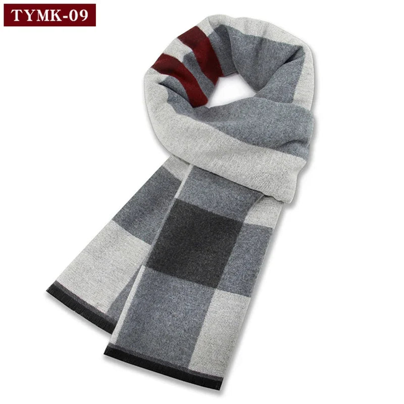 Luxury Men's Cashmere Scarf - Winter Wool Plaid Muffler Perfect for Gifts