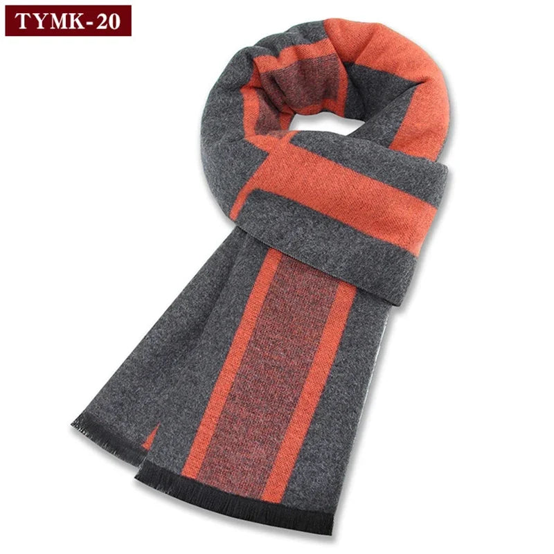 Luxury Men's Cashmere Scarf - Winter Wool Plaid Muffler Perfect for Gifts