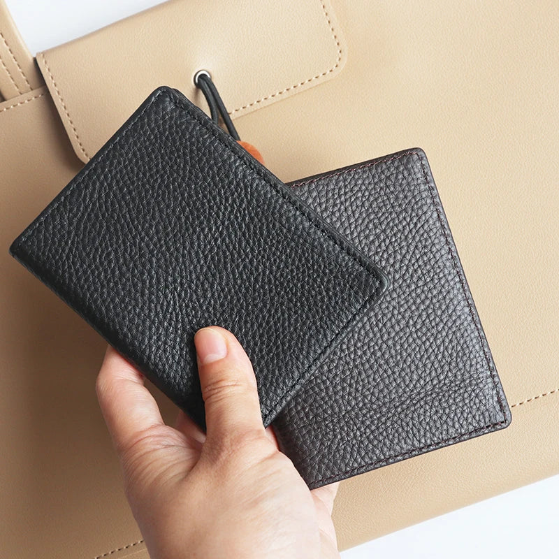 Custom Engraved Leather Card Holder - Personalized Business Wallet for Men