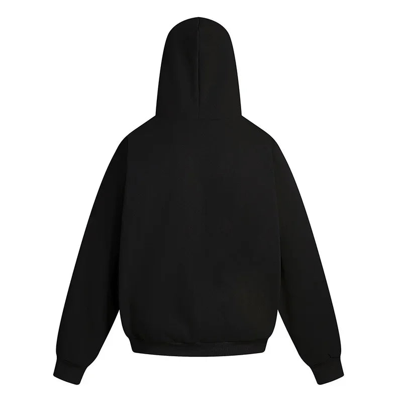 Wide Style Cotton Hoodie - Heavy Double Layer Unisex Zipper Coat