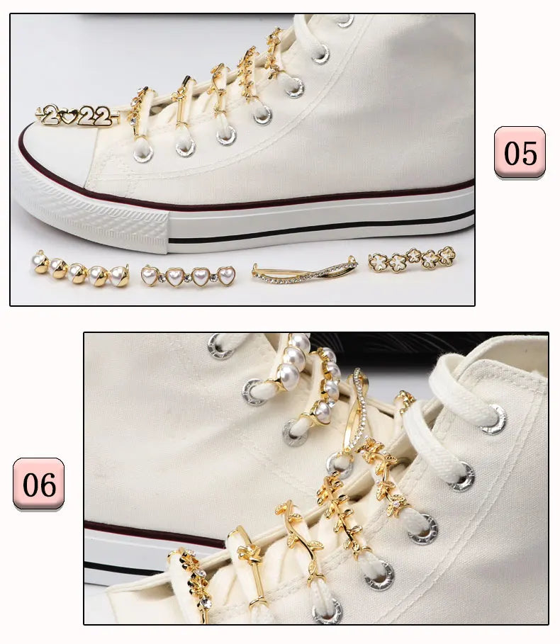 Luxury Pearl Shoe Charm - Vintage Rhinestone Shoelace Buckle Accessory