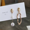 Asymmetric Freshwater Pearl Studs - Elegant Long Metallic Earrings