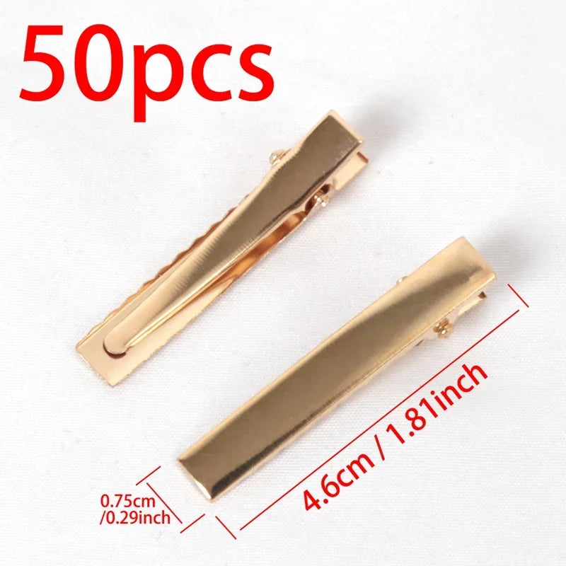 50Pcs Metal Alligator Hair Clips - Duckbill Blank Base for DIY Hair Accessories