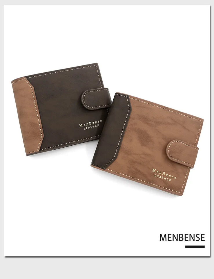 Secure Men's Wallet - PU Leather Card Holder with Hasp & Multiple Compartments