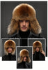 Men's Luxury Fox Fur Hat - 100% Sheepskin Ushanka with Ear Flaps