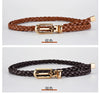 0.8cm Thin Braided PU Leather Belt - Women's Pin Buckle Waistband 110cm