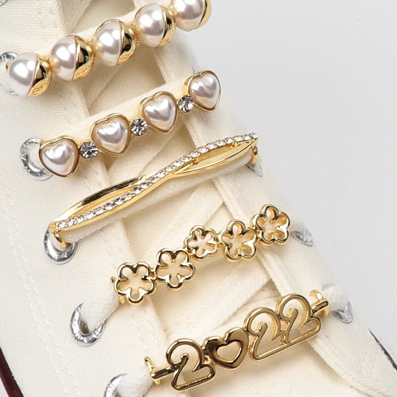 Luxury Pearl Shoe Charm - Vintage Rhinestone Shoelace Buckle Accessory
