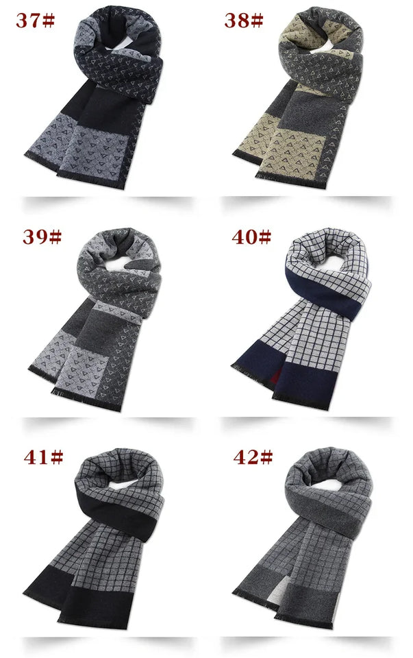 Luxury Men's Cashmere Scarf - Winter Wool Plaid Muffler Perfect for Gifts
