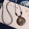Retro Wooden Leaf Owl Necklace - Women's Long Chain with Clock Pendant Jewelry