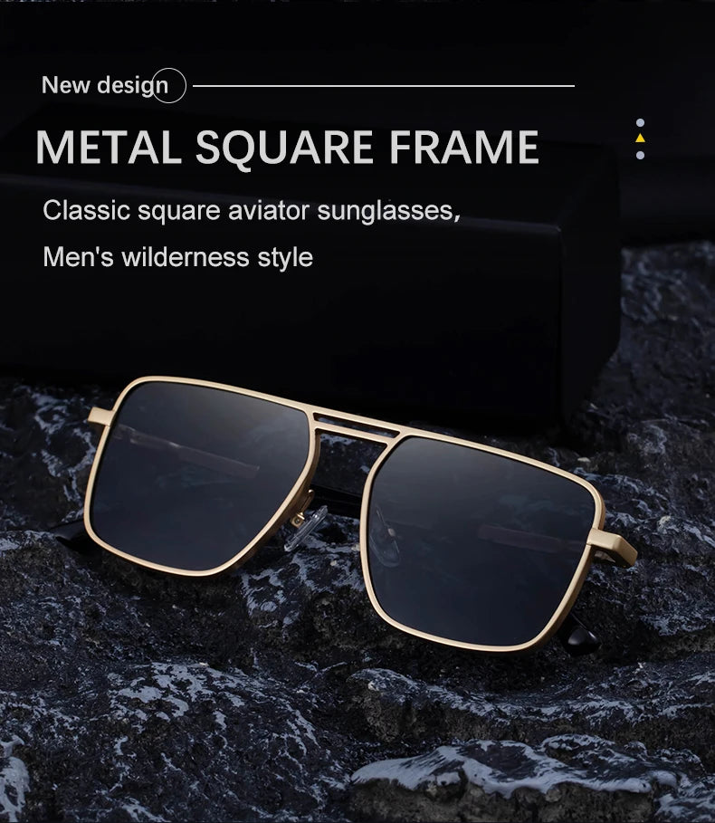 Steampunk Driving Sunglasses - Oversized Square Punk Design with UV400 Protection
