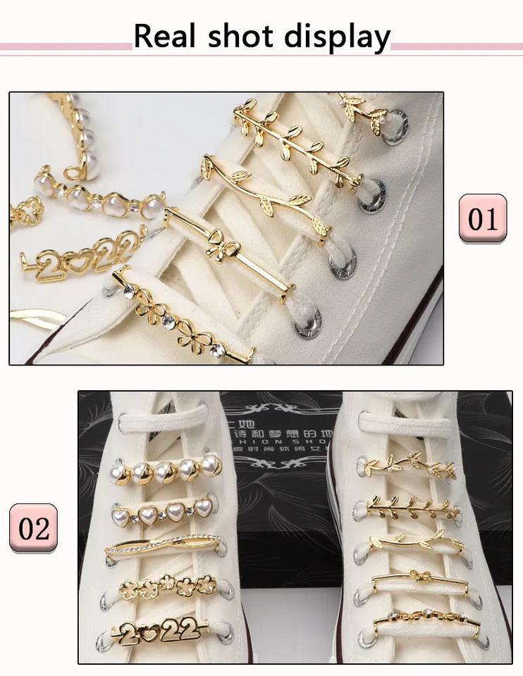 Luxury Pearl Shoe Charm - Vintage Rhinestone Shoelace Buckle Accessory