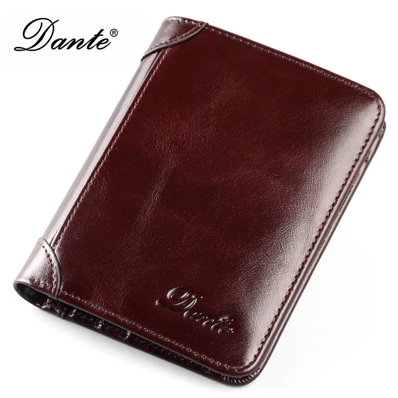 Dante Men's Leather RFID Wallet - Vintage Cowhide Vertical Design with Money Clip