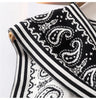 Women's Cotton Paisley Stole - Small Square Shawl with Striped Accents