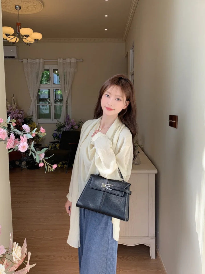 Trapezoidal Leather Handbag for Women - Versatile Tote Style