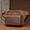 Men's Leather Crossbody Bag - Multi-Function Waist Bag for Sports & Casual Wear