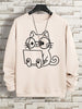 Gentleman Cat Print Men's Hoodie - Hip Hop Streetwear Pullover Sweatshirt