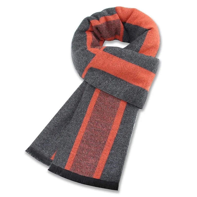 Luxury Men's Cashmere Scarf - Winter Wool Plaid Muffler Perfect for Gifts