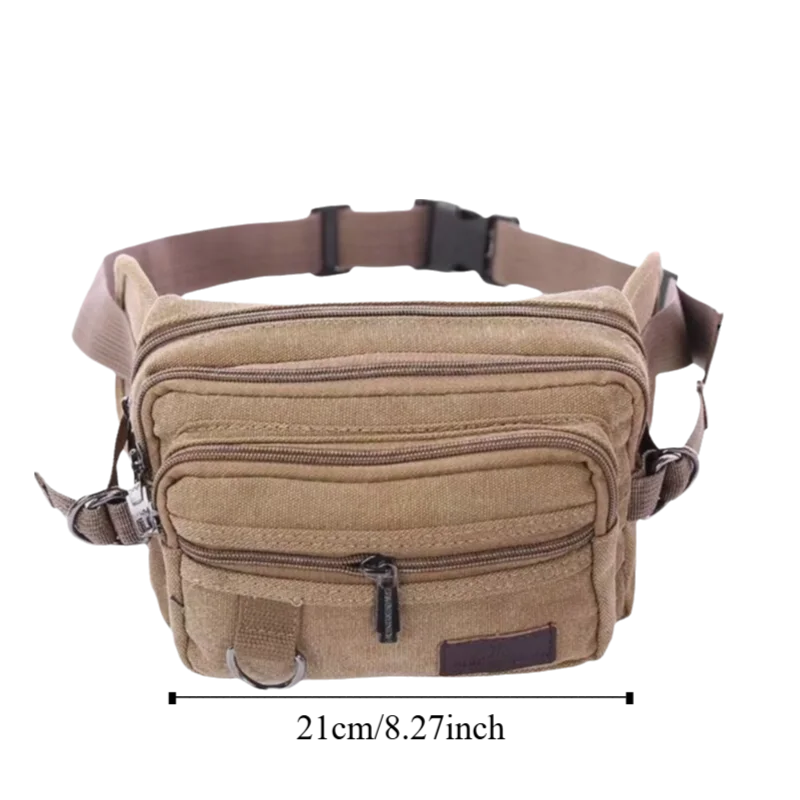 4-Layer Canvas Waist Pack - Large Capacity Multi-Functional Belt Bag with Phone Pocket