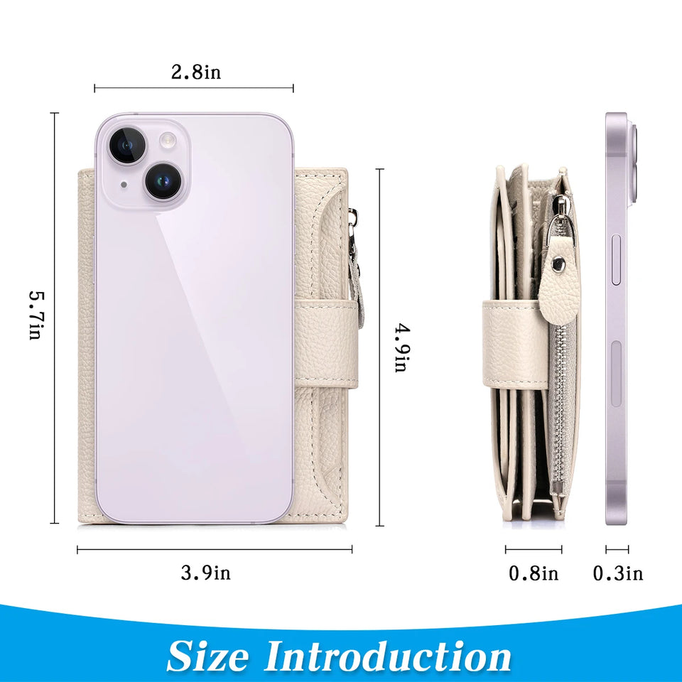 Large Capacity Women's RFID Wallet - Leather Bifold with Coin Pocket & ID Windows