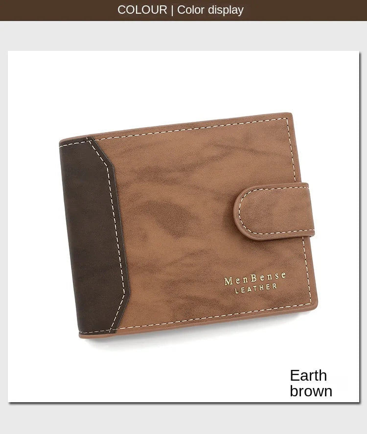 Secure Men's Wallet - PU Leather Card Holder with Hasp & Multiple Compartments