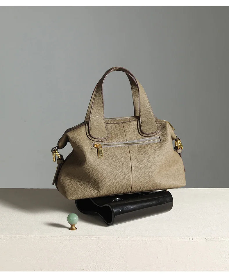 Women's Natural Leather Crossbody Bag - Premium Cowhide Large Capacity Design