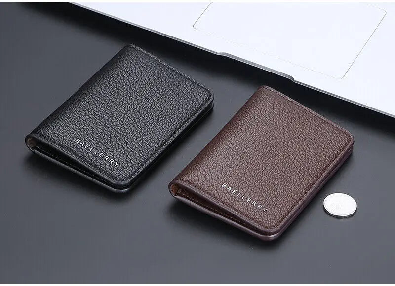 Minimalist Men's Wallet - Slim PU Leather Front Pocket Card Holder