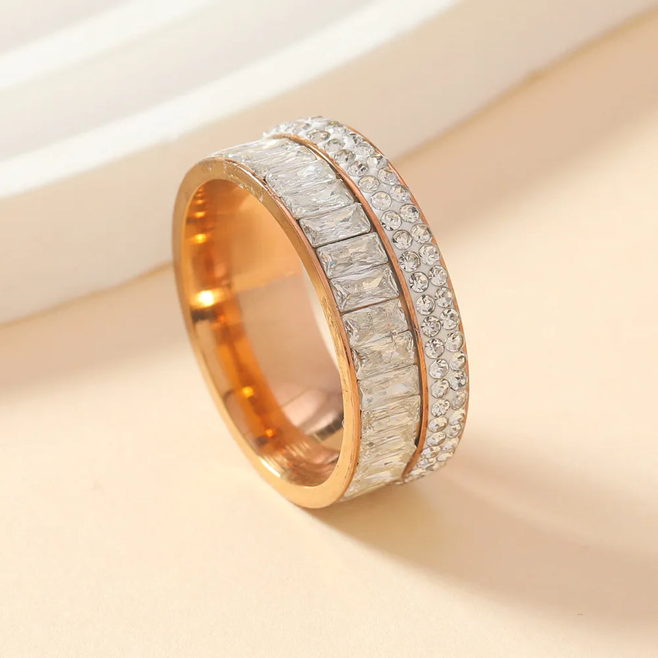 8mm Luxury Zircon Ring - Stainless Steel Wedding Band