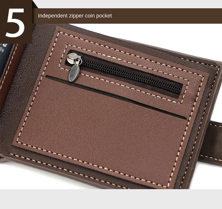 Secure Men's Wallet - PU Leather Card Holder with Hasp & Multiple Compartments