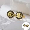 Engraved Lion King Cufflinks - Norse Viking Stainless Steel