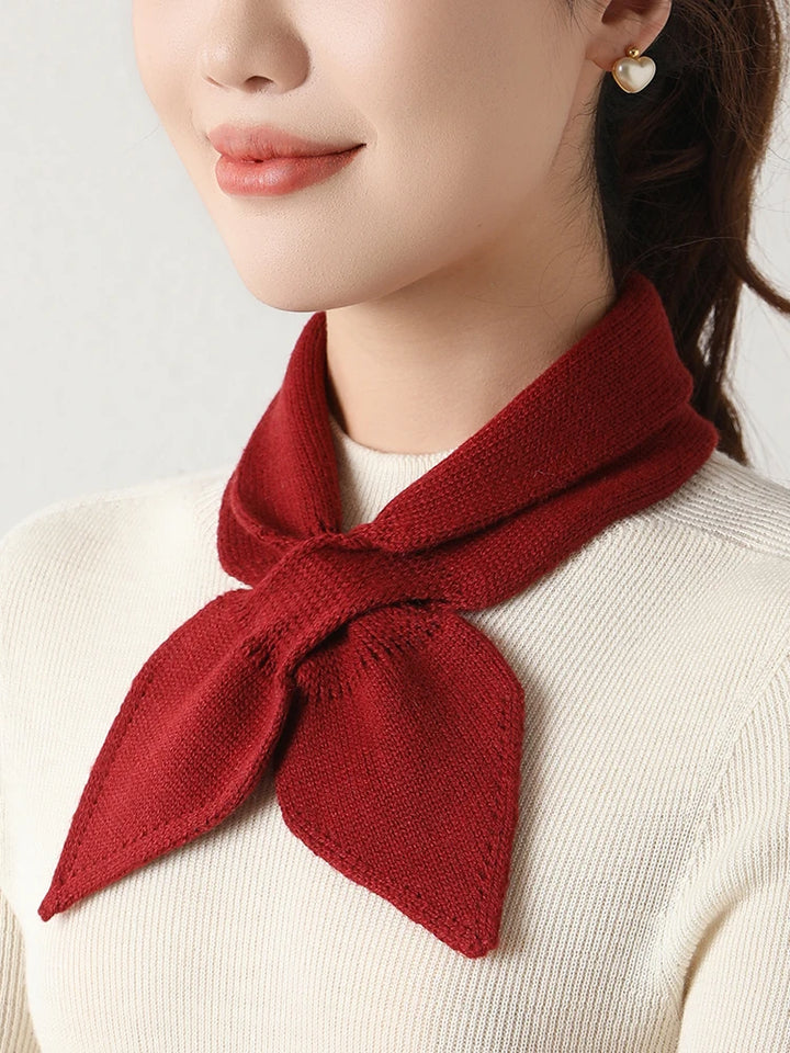Wool Knit Neck Warmer for Women - Bow Tie Style Winter Scarf with Loop Design